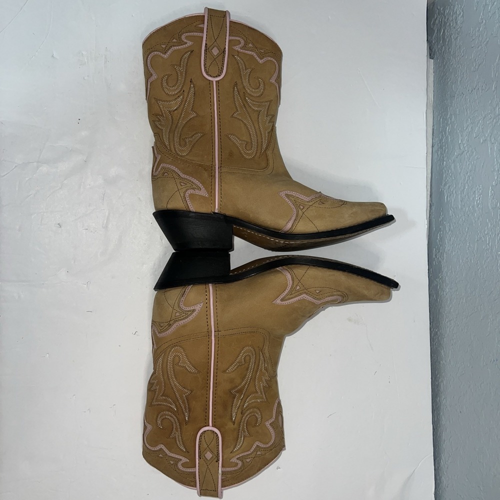 Masterson Boot Company RB7472 Women's Leather Cowboy Tan/Pink‎ Boots Size 7 - Picture 6 of 10